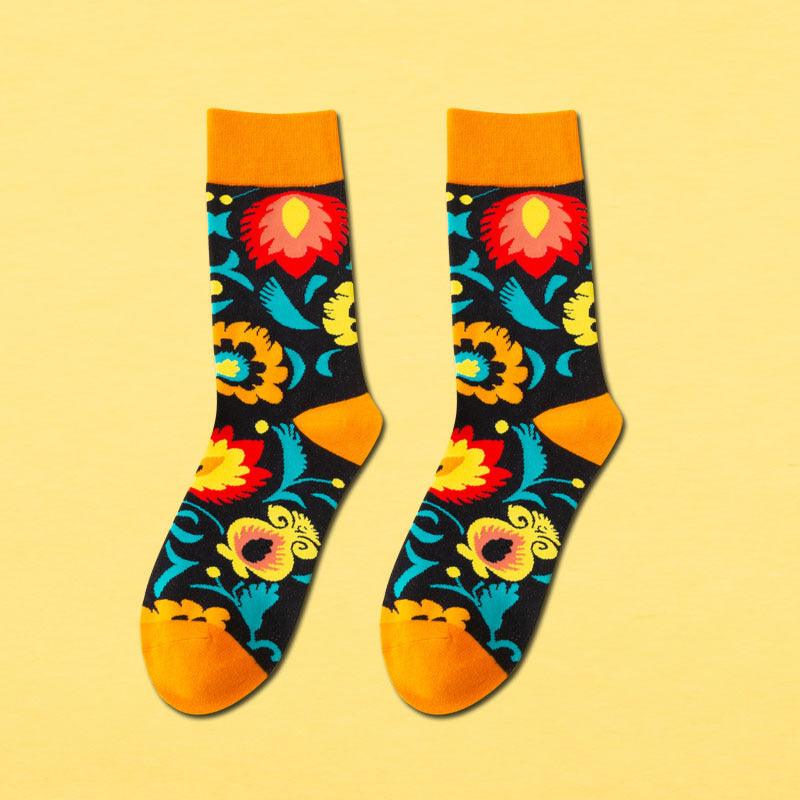 Men's Mid-calf Length Autumn And Winter New Casual Cartoon AB Foot Socks - Nioor