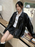 Retro Coffee Color Short Leather Jacket - Nioor