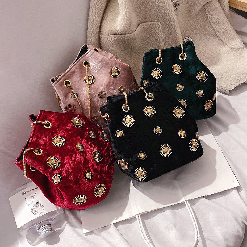 Women's Fashion Velvet Bucket Bag