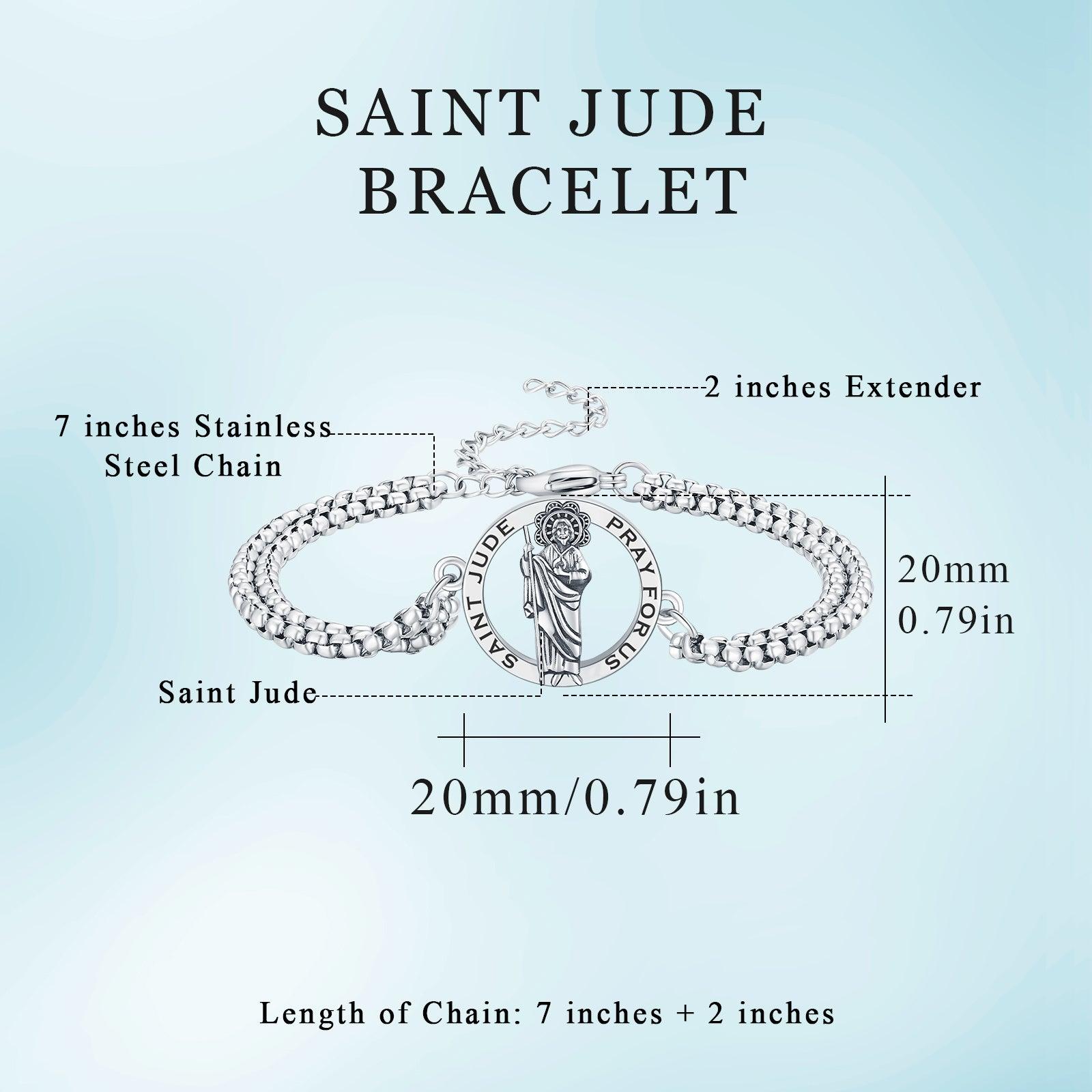 Saint Jude Bracelet with Link Chain in 925 Sterling Silver - Nioor