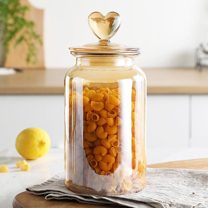 Stained Glass Sealed Jar Love Glass Bottle Household Transparent With Lid Kitchen Food Storage Jar Kimchi Jar - Nioor