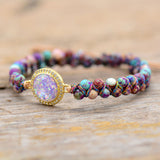 Purple Emperor Royal Stone Opal Double Layer Hand Weaving Bracelet