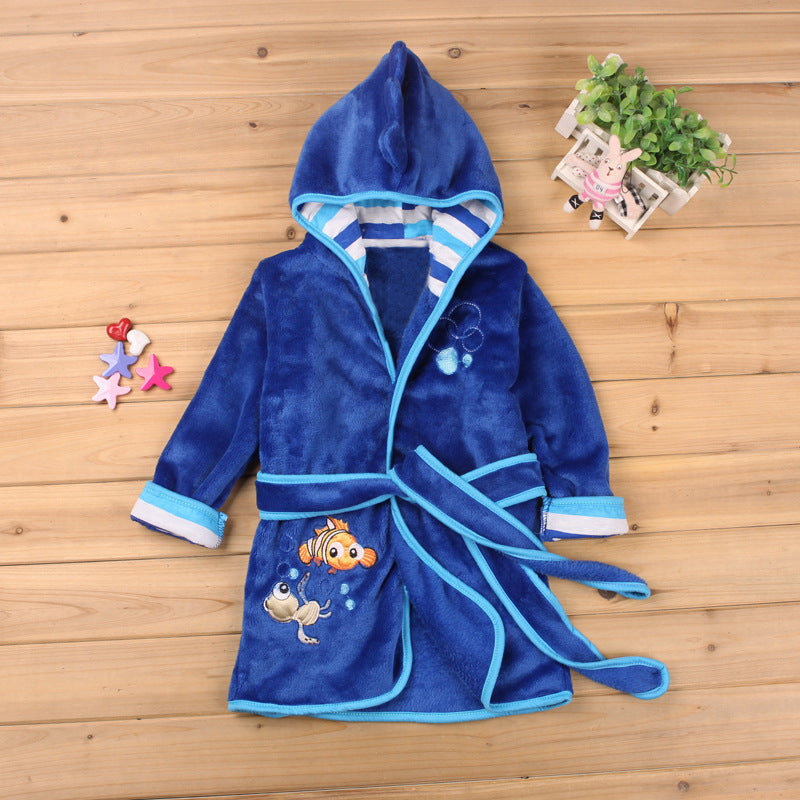 Boys And Girls Belt Cartoon Homewear Bathrobe