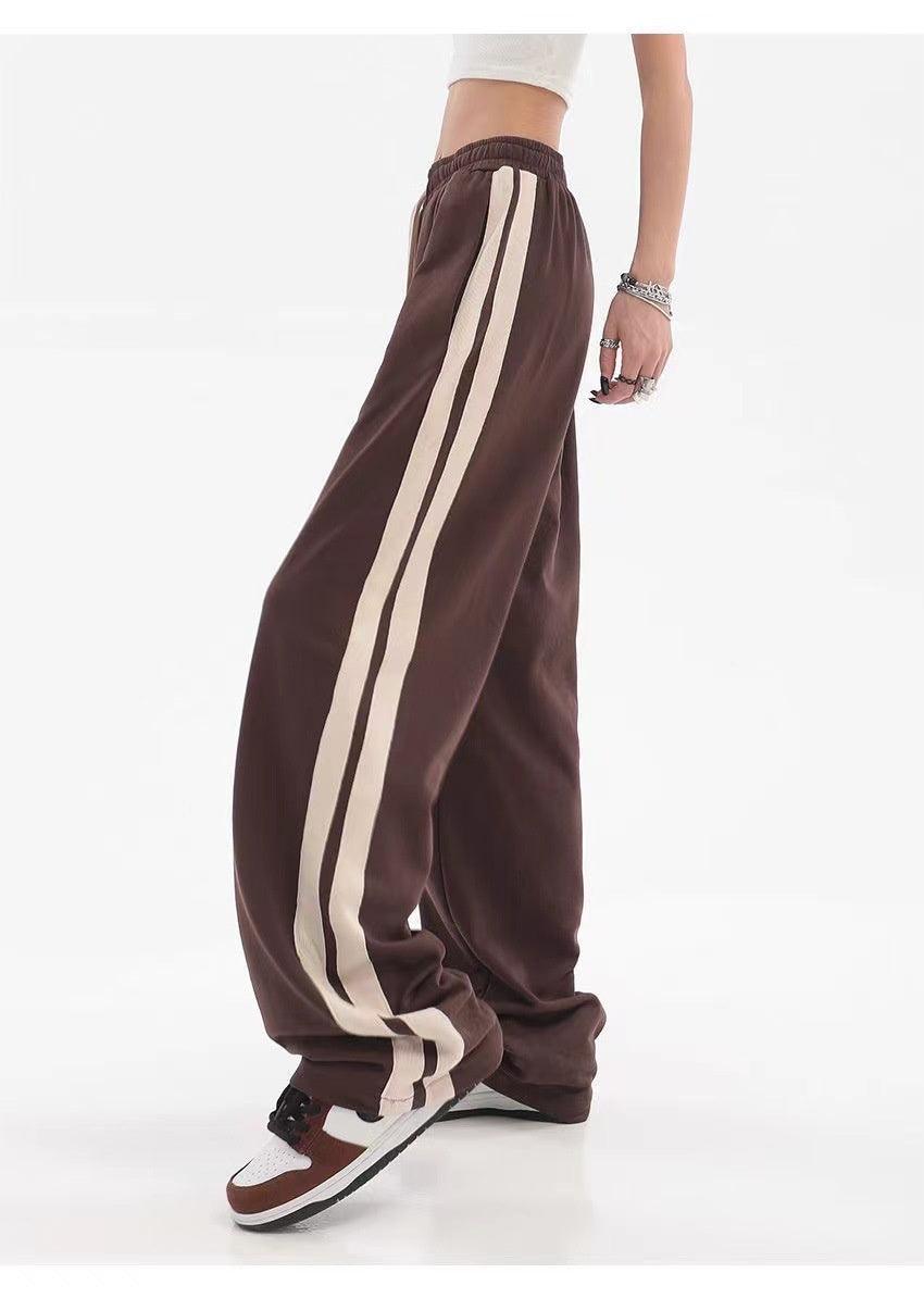 Retro Casual Women's Loose Hip Hop Wide Leg Track Pants - Nioor