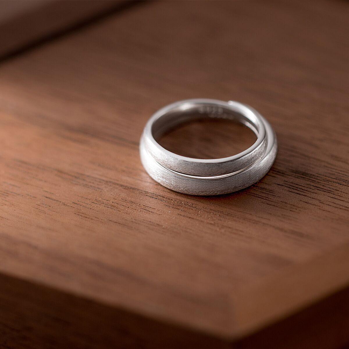 Korean Simple Creative Brushed Frosted Couple Ring - Nioor