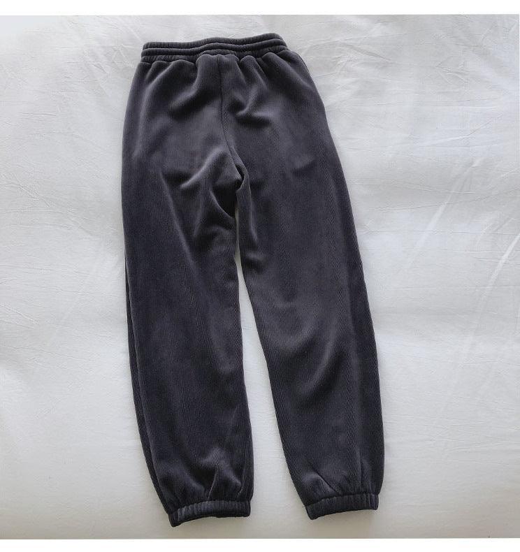 Sports Pants Female Fleece Lined Thick Loose Outerwear Casual Pants - Nioor