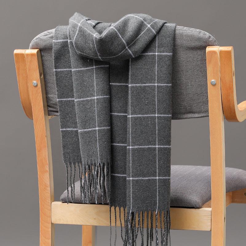 British Plaid Imitation Cashmere Tassels Couple Parent-child Men's Scarf - Nioor