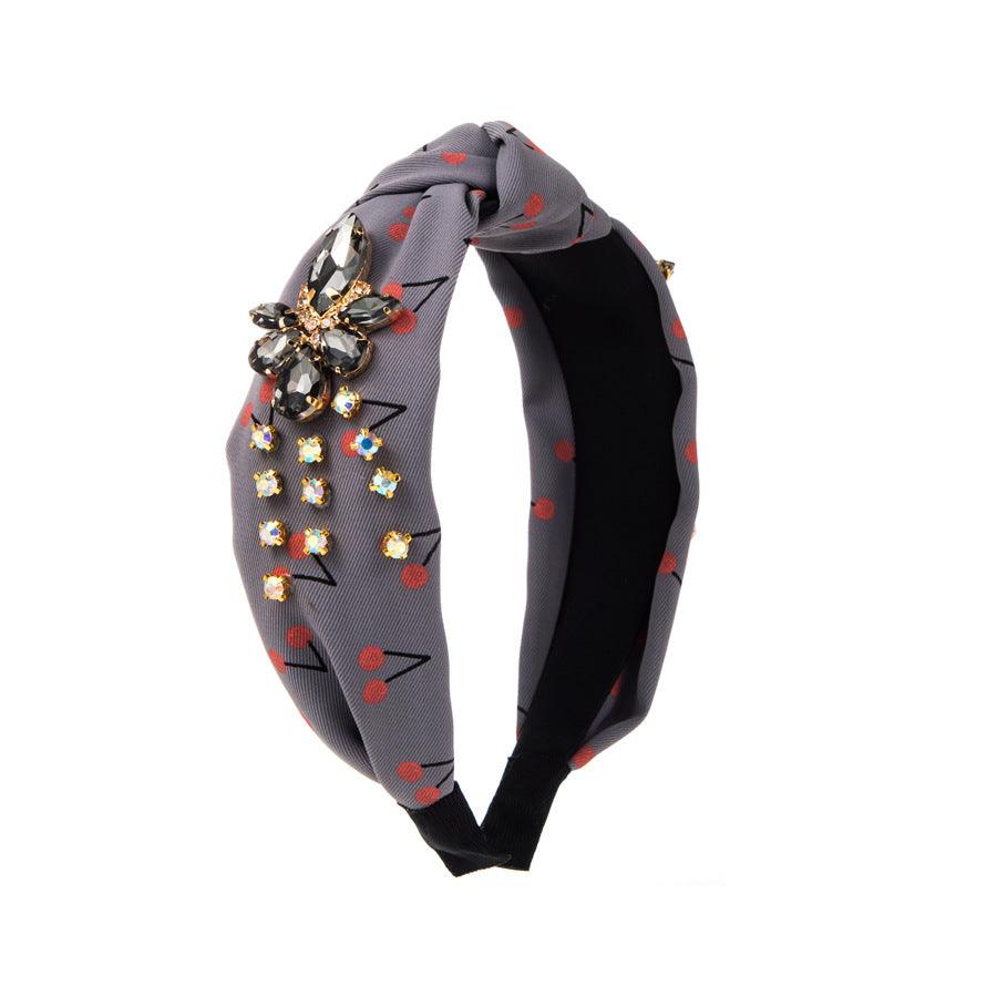 Cherry Print Mid-knot Headband Temperament Wild Headwear - Nioor