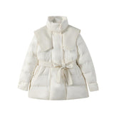 Small Winter Lace-up Thin And Thick Down Padded Jacket - Nioor