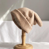 Draping Rabbit Ears Wool Hat - Nioor