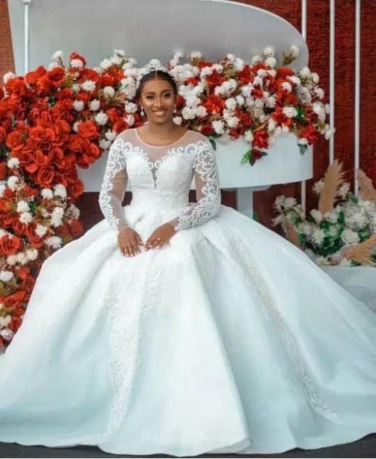 Ball Gown Wedding Dress Long Sleeves Bridal Gown - Nioor