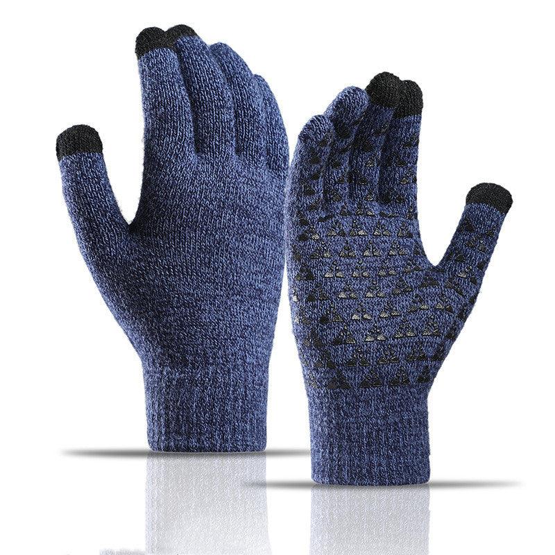 Winter Knitted Gloves For Men And Women Warm Cycling Anti-Cold Anti-Slip Triangular Offset Warm Gloves - Nioor