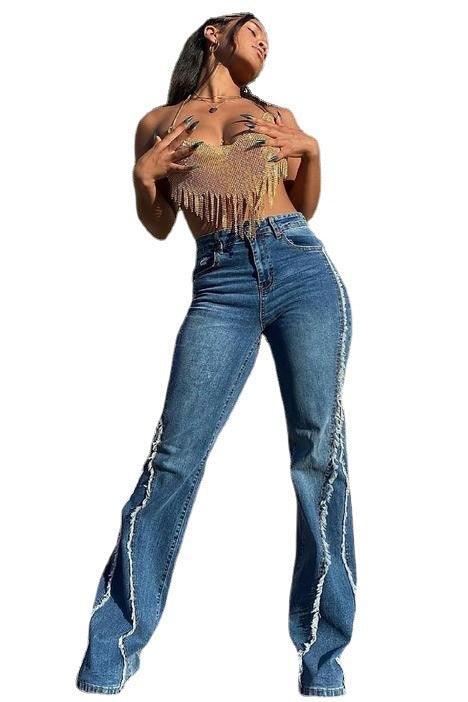 Women's Fashion High Waist Straight Jeans - Nioor