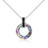 925 Silver Circle Crystal Pendant Necklace for Women Girls - Nioor