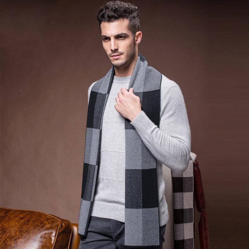 Men's Fashion Casual Plaid Warm Wool Scarf - Nioor