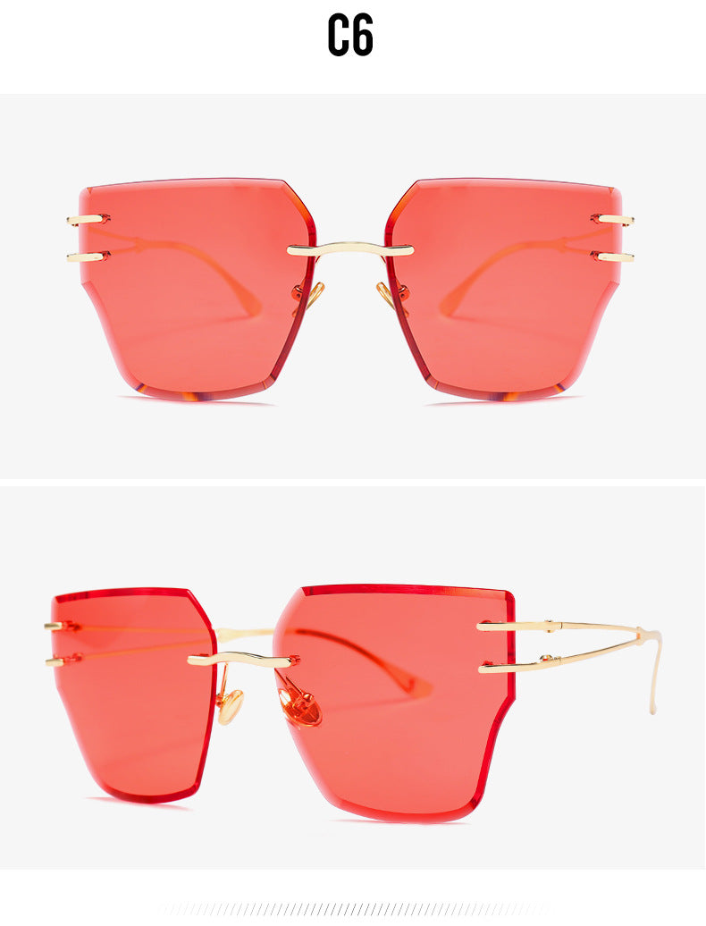 Frameless Square Cut Sunglasses Women Color New Fashion