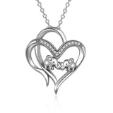 Sterling Silver Elephant Heart-shaped Pendant For Mother and Child - Nioor