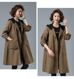 Women's Mid-length Autumn Loose Hooded Coat - Nioor