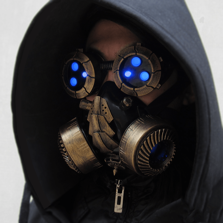 BadBoyStudio steampunk glasses cyber glow mask gas mask - Nioor