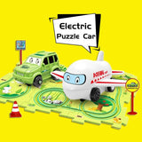 Children Puzzle Electric Railroad Speeder DIY Assembly Electric Car Automatic Rail City Scene Construction Education Toy Gift - Nioor