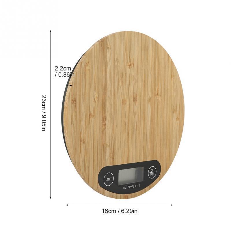 Bamboo Panel Electronic Kitchen Scale Big Round Baking Scale Gram Weight Scale - Nioor