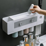 Bathroom Wall-mounted Magnetic Toothbrush Rack Automatic Toothpaste Extrusion - Nioor