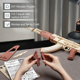 Robotime Rokr Automatic Rifle AK-47 3D Wooden Assembly Gun Double Firing Modes Funny DIY Toys For Kids Adults Justice Guar LQ901 - Nioor