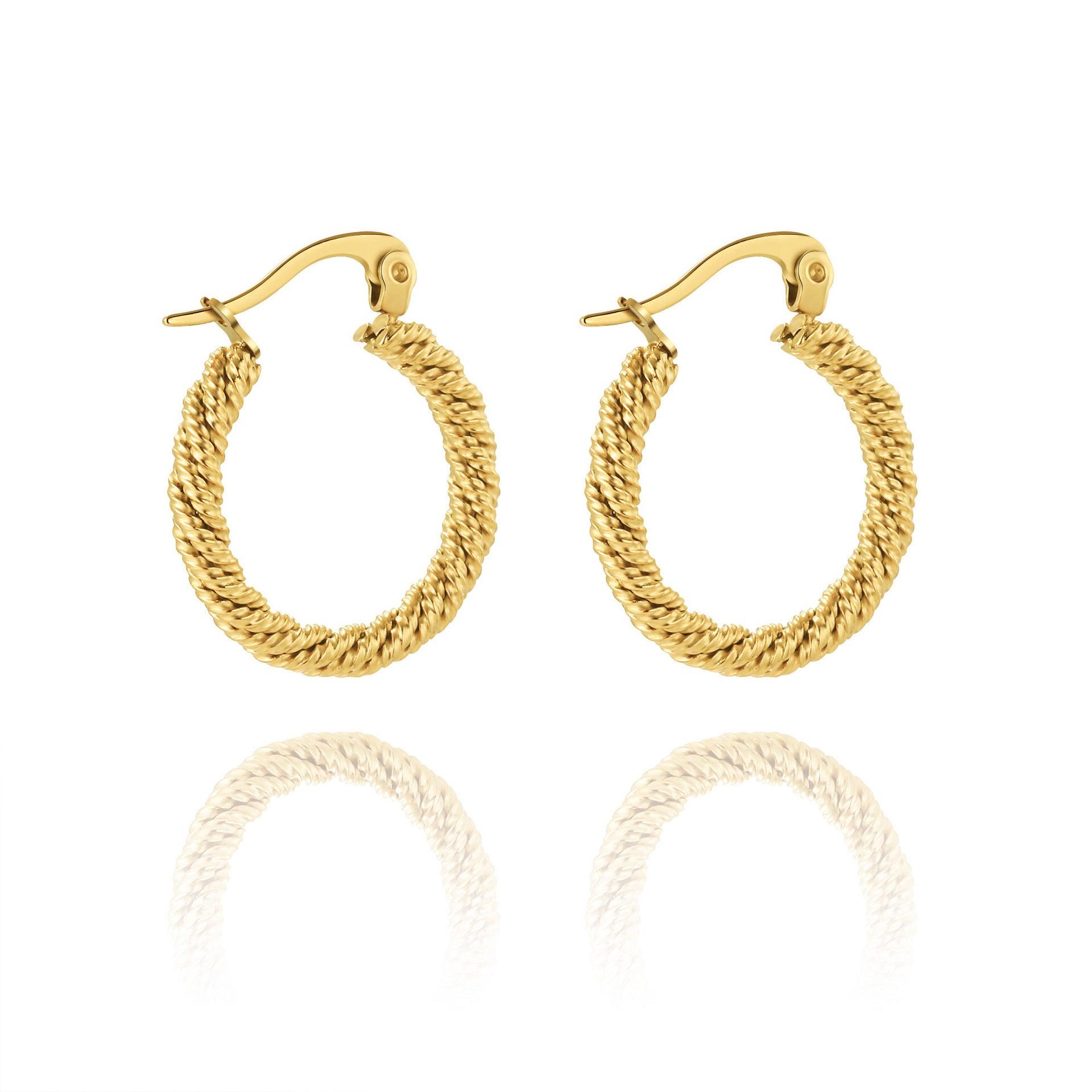 High-grade Titanium Steel Gold-plated Hollow Crescent Earrings - Nioor