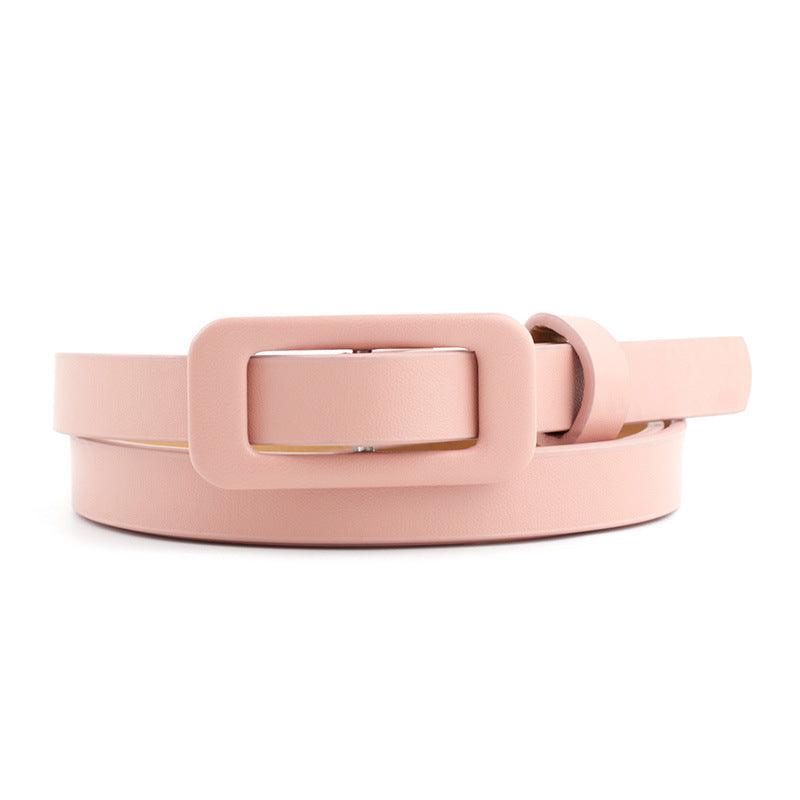 Solid Color Women's Nude Pu Small Belt - Nioor