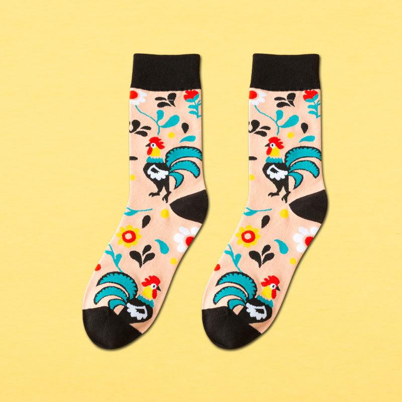 Men's Mid-calf Length Autumn And Winter New Casual Cartoon AB Foot Socks - Nioor