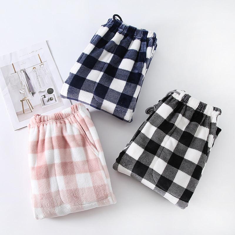 Couple Flannel Pajama Pants Plaid Women Autumn And Winter Plus Size Thickened - Nioor