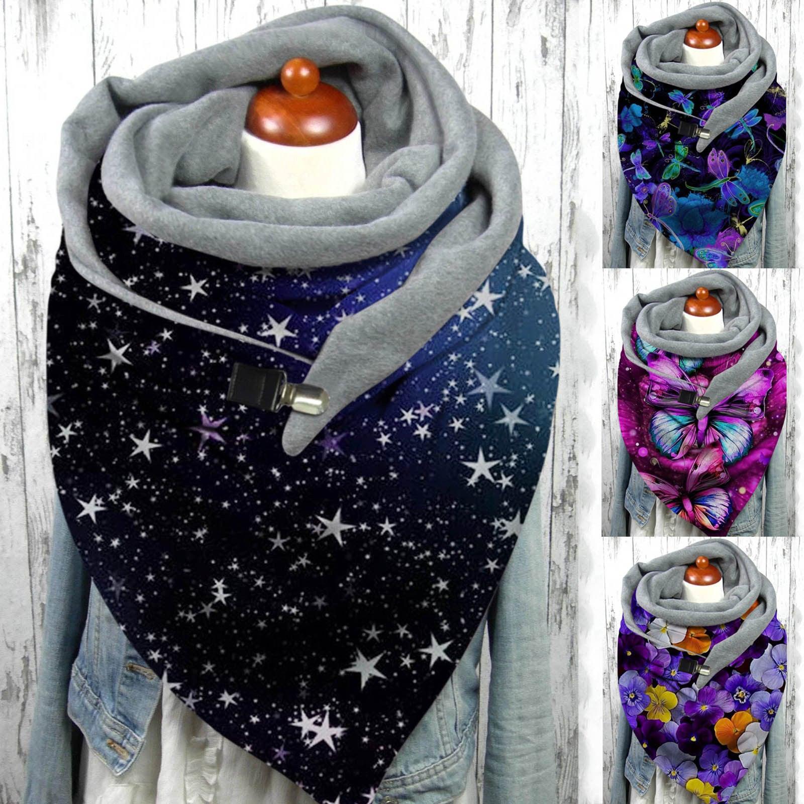 Versatile Thickened Simple Warm Shawl Fashionable Printed Scarf - Nioor