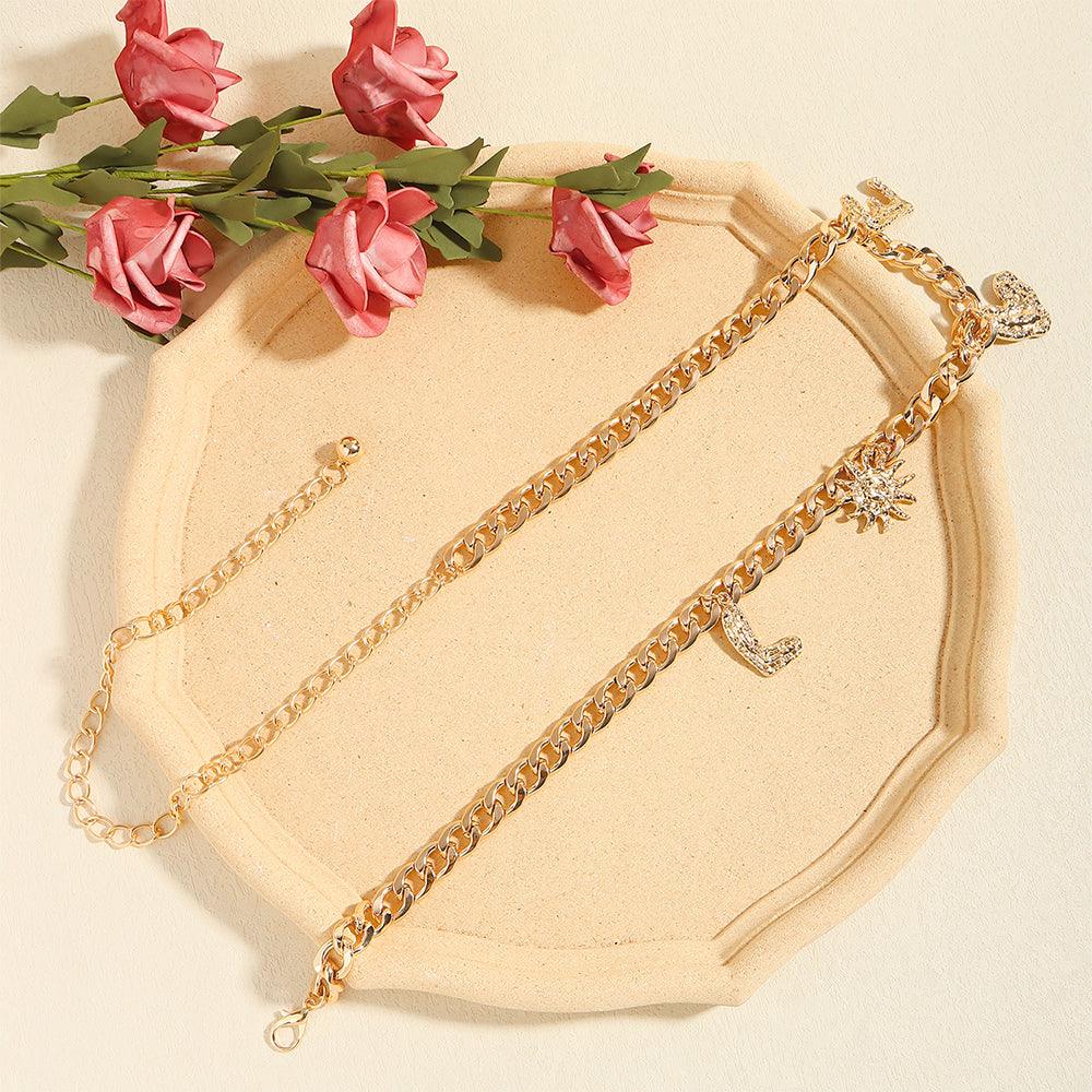 Metal Cutout Waist Chain Gold Love Letter Love Pendant Fashion Dress Chain Accessories - Nioor