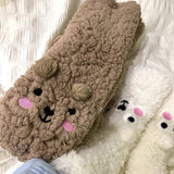 Cute Cartoon Bear Fuzzy Socks For Women, Comfortable Winter Soft Warm Slipper Socks, Casual Sleep Socks For Indoor Women's Fuzzy Socks Winter Warm Fluffy Soft Slipper Home Sleeping Cute Animal Socks - Nioor