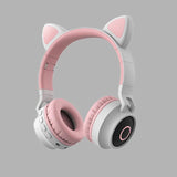 LED Light Cat Ear Headphones Wireless Bluetooth 5.0 Headset Portable Foldable Kids Headphone With Microphone Best Gift - Nioor