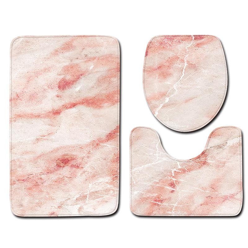 Marble Toilet Three-Piece Floor Mat Door Mat Bathroom Carpet - Nioor