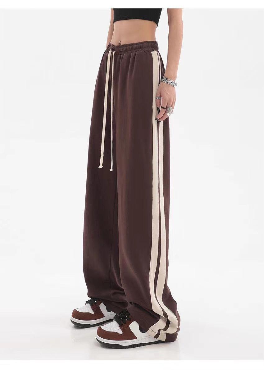 Retro Casual Women's Loose Hip Hop Wide Leg Track Pants - Nioor