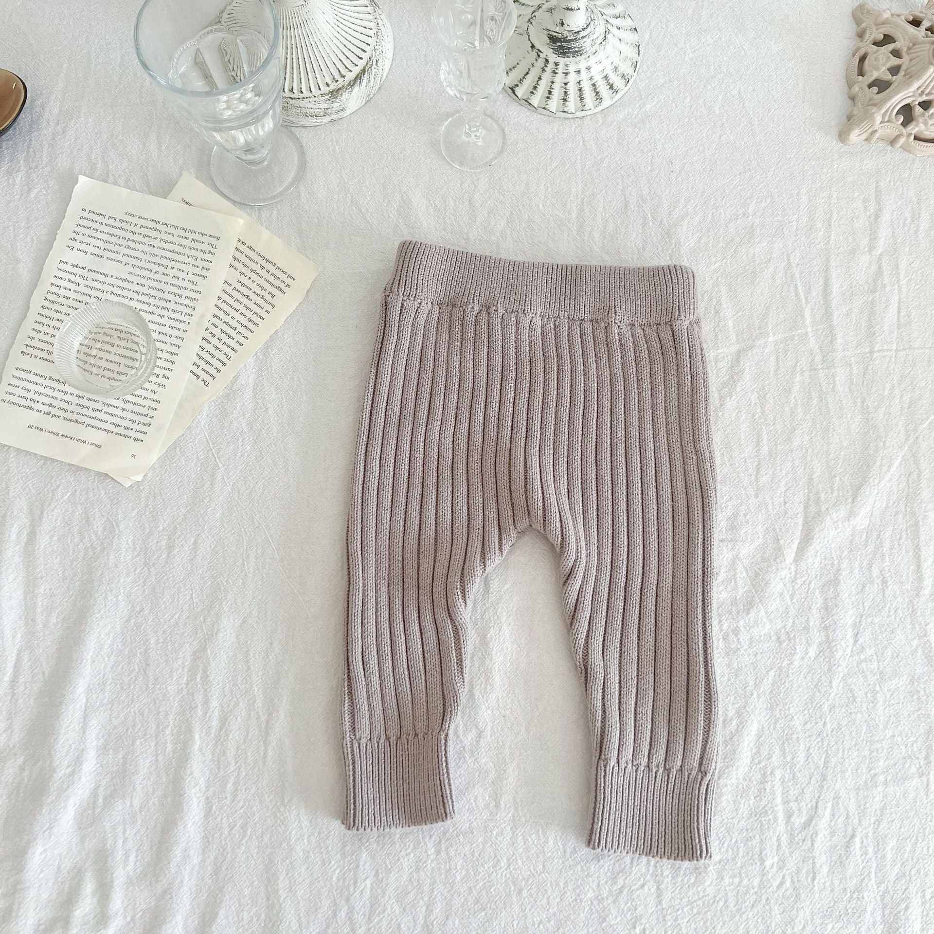 Children's Clothing Baby Knitted Cotton Wool Elastic Leggings