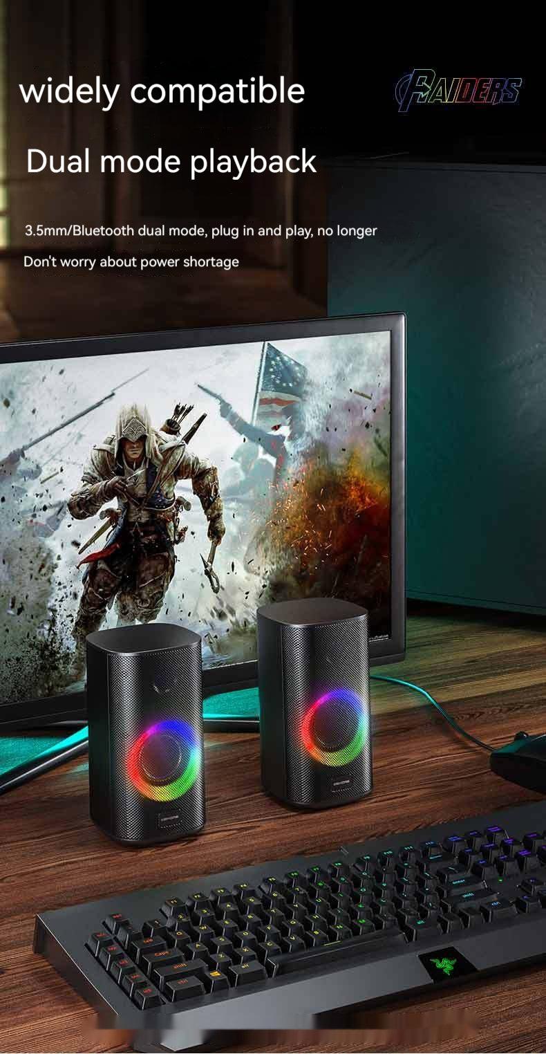 Game Colorful E-sports Desktop Bluetooth Speaker Dual Speaker Computer Stereo Speaker - Nioor