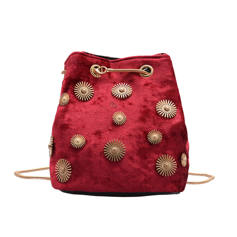 Women's Fashion Velvet Bucket Bag