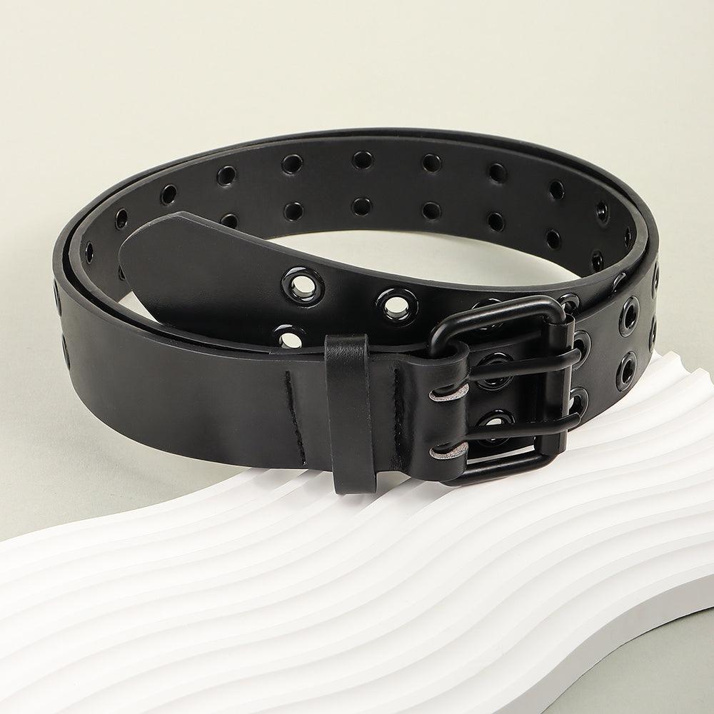 Men's And Women's Double-buckle Cutout Hip Hop Trend Metal Cutout Punk Belts - Nioor