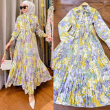 Muslim Malay Indonesian Ruffled Printed Dress