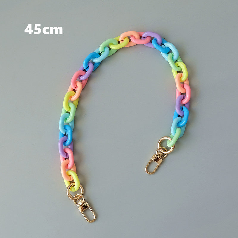 Fashion Candy Color Mobile Phone Charm Colorful Mixed Resin Chain Acrylic Chain Shoulder Crossbody