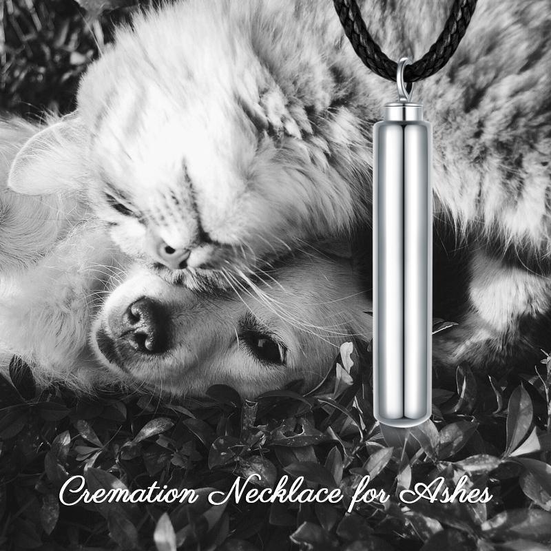 Cylinder Cremation Necklace Sterling Silver Urn Jewelry Dog Human Hair Memorial Pendant - Nioor