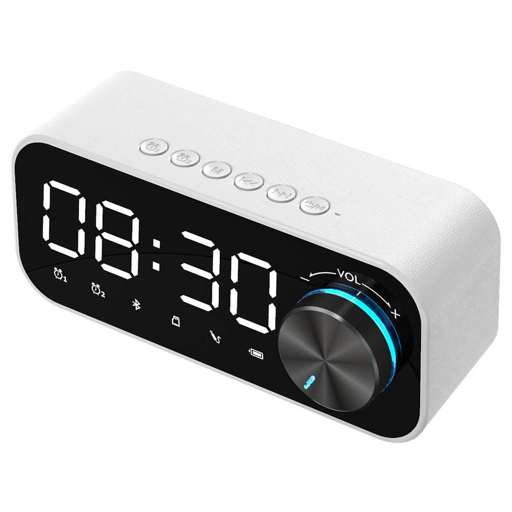 Bluetooth Alarm Clock Speaker Digital Display Alarm Clock LED Wireless Subwoofer Music Player Table Clock Home Decor - Nioor