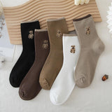 Solid Color Cotton Socks Spring And Autumn Medium Hose - Nioor