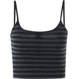 Black And Gray Striped Classic Slim Strap Top For Women - Nioor