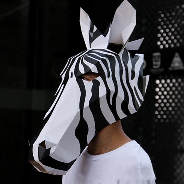 Black And White Horse Animal Origami Headgear Halloween Christmas - Nioor