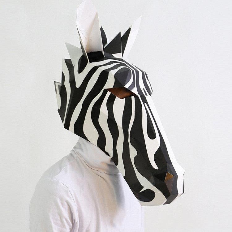 Black And White Horse Animal Origami Headgear Halloween Christmas - Nioor