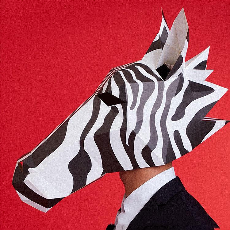 Black And White Horse Animal Origami Headgear Halloween Christmas - Nioor